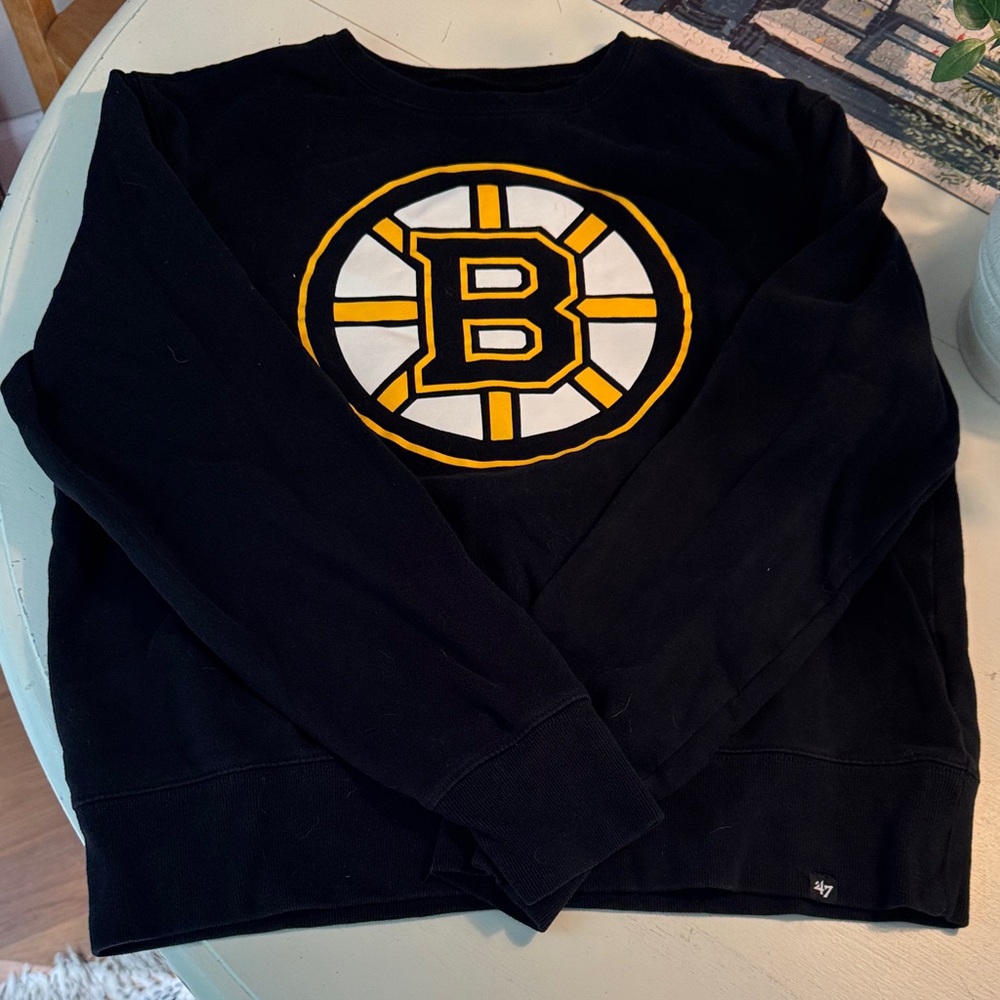 47 Black Crewneck Sweater with Yellow and White Logo